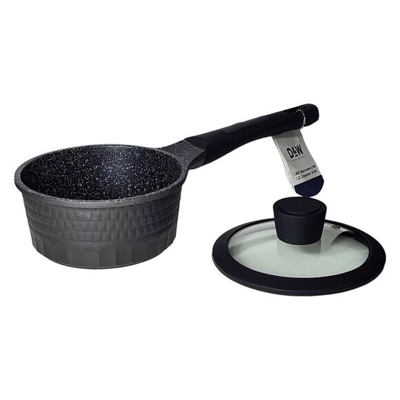 D&W Premium Cookware 7in Saucepan Casserole Nonstick With Glass Lid 1.9QT Black - Picture 3 of 13